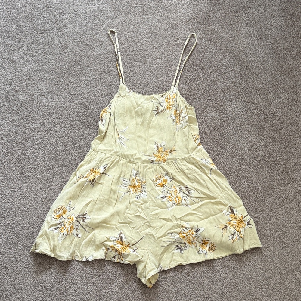 Kimchi Blue Pale Yellow Floral Spaghetti Strap Romper